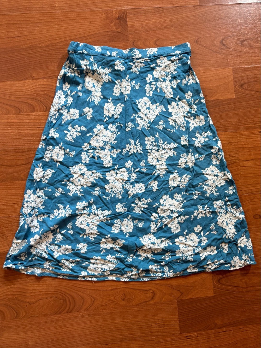 Old Navy Teal Floral A-Line Midi Skirt